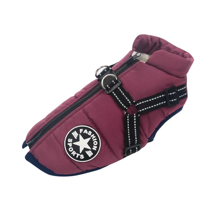 Waterproof Warm Dog Jacket Vest Winter Dog Clothes with Harness French-Bulldog Coat Pet Costume for Small Large Dogs Chihuahua