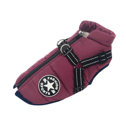 Waterproof Warm Dog Jacket Vest Winter Dog Clothes with Harness French-Bulldog Coat Pet Costume for Small Large Dogs Chihuahua