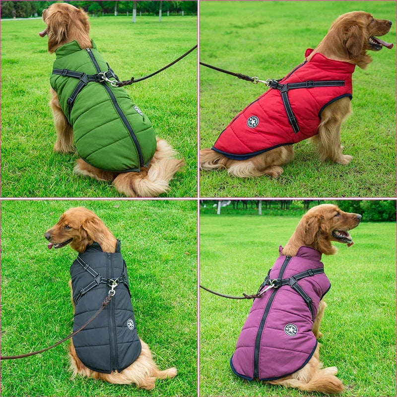 Waterproof Warm Dog Jacket Vest Winter Dog Clothes with Harness French-Bulldog Coat Pet Costume for Small Large Dogs Chihuahua