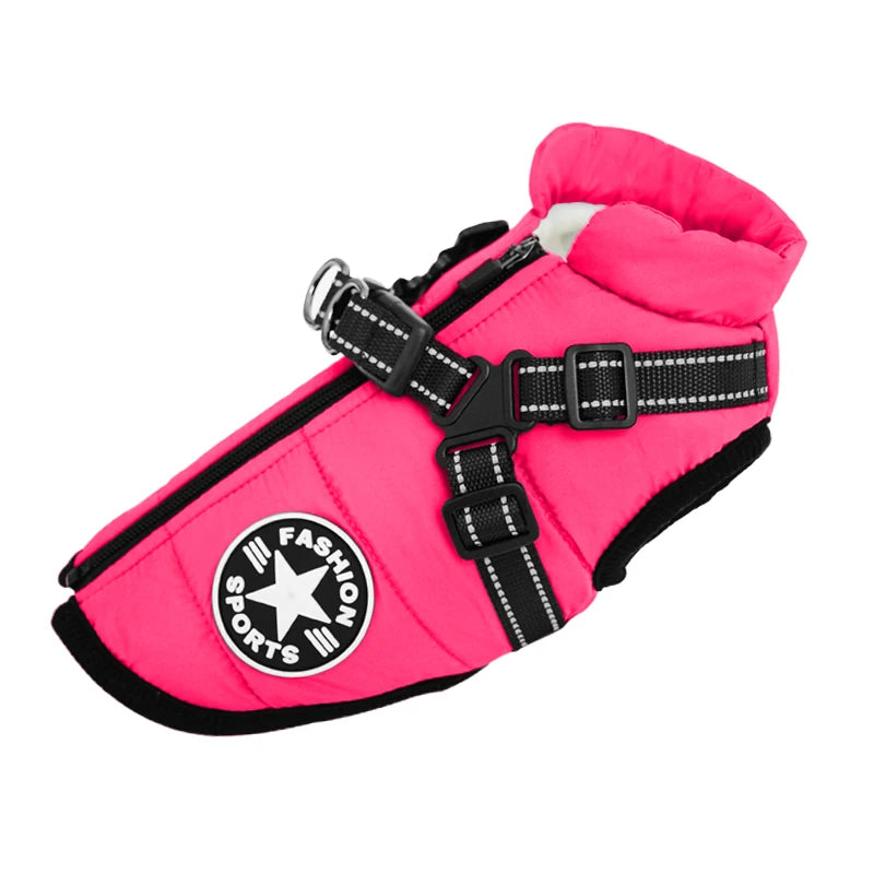 Waterproof Warm Dog Jacket Vest Winter Dog Clothes with Harness French-Bulldog Coat Pet Costume for Small Large Dogs Chihuahua